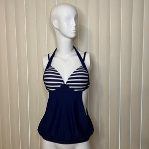 Nautical Tankini Top Push Up Padded Cups Size L